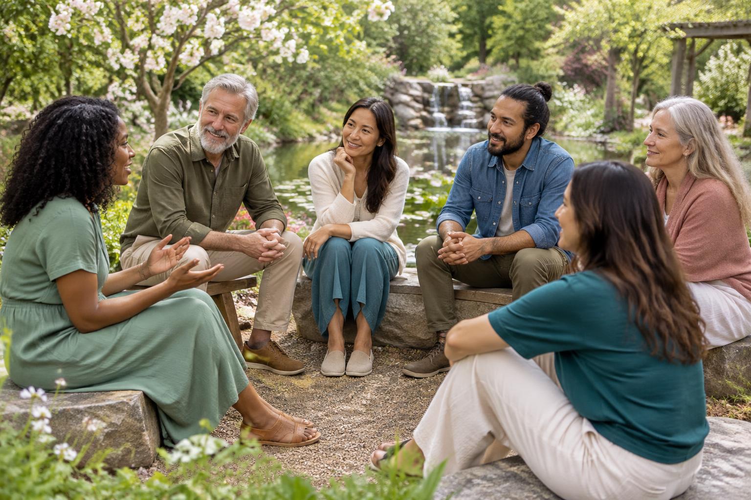 A welcoming community garden listening circle — The Shared Tapestry